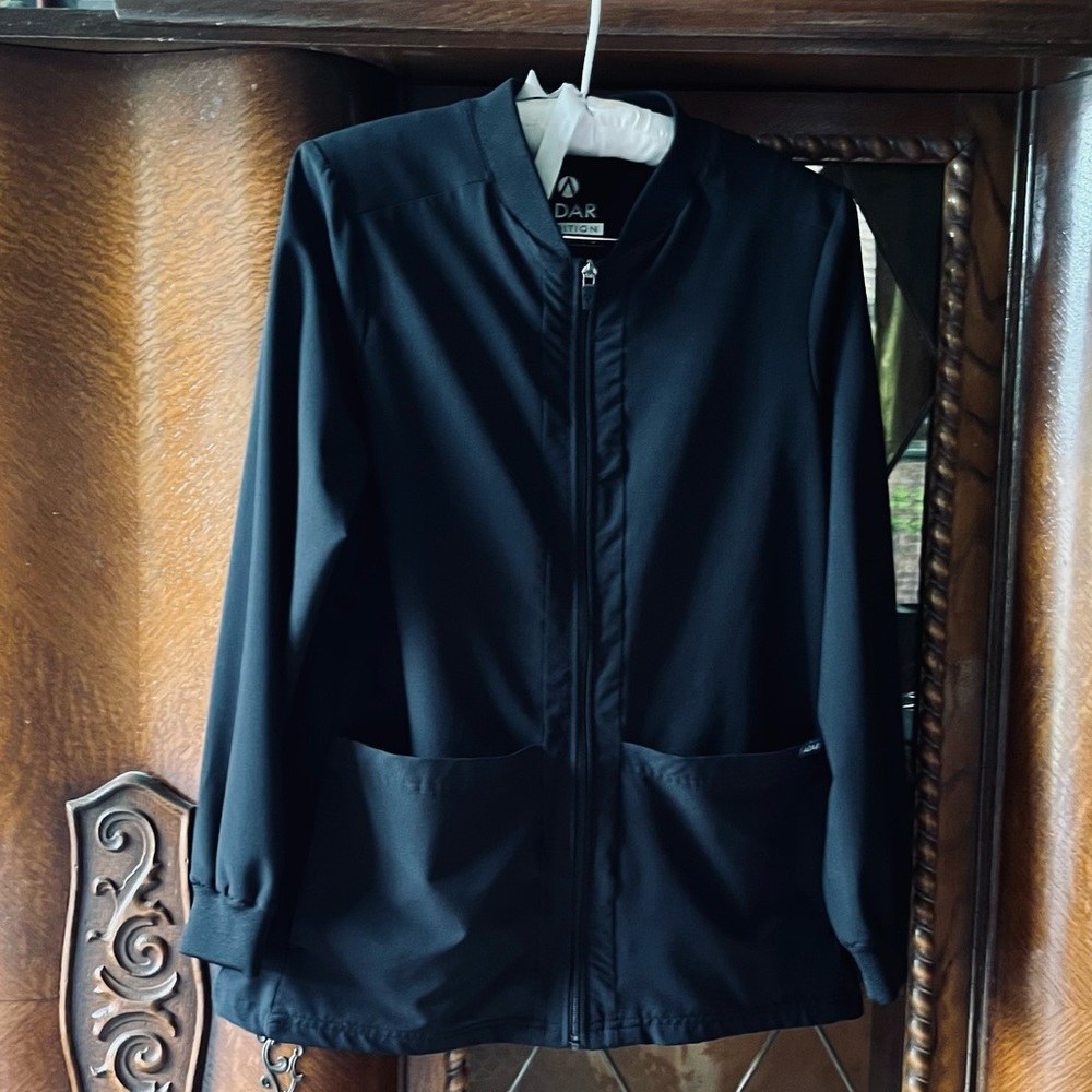 ADAR Black Bomber Scrub Jacket